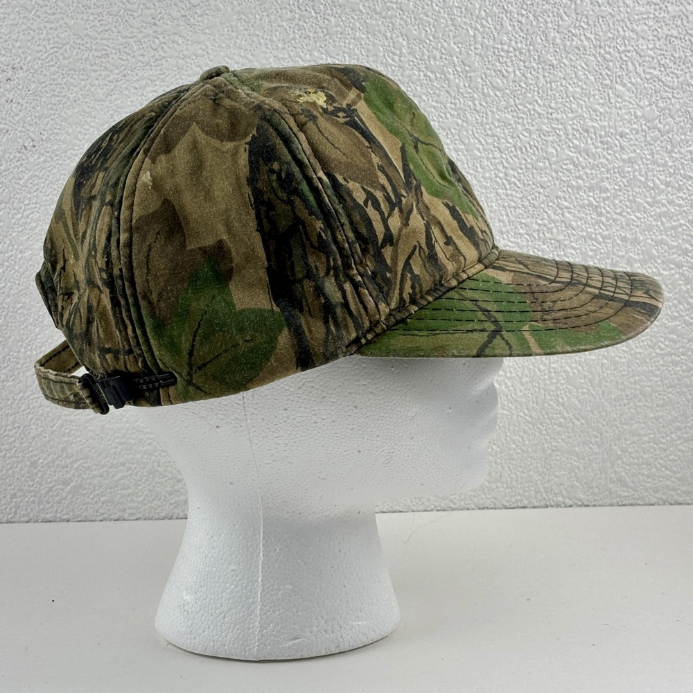 Duck Bay Camouflage Hat Mens OSFM Green Brown Strapback Woodland Camo Padded - Picture 4 of 6
